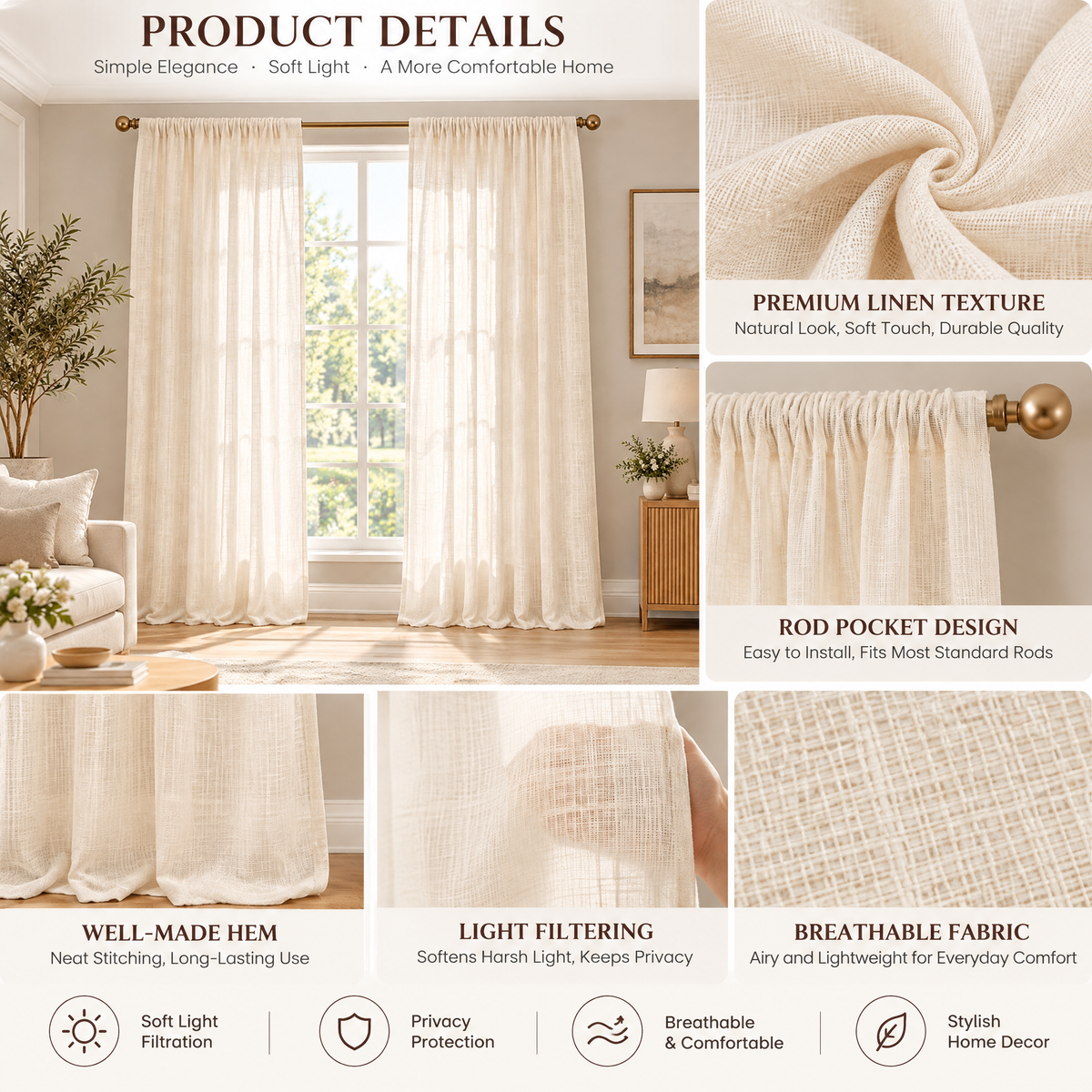 Light Filtering Panel Curtains - Product details