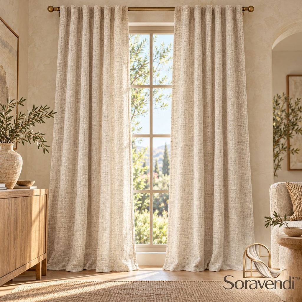 Linen-Blend Textured Curtains - Main view
