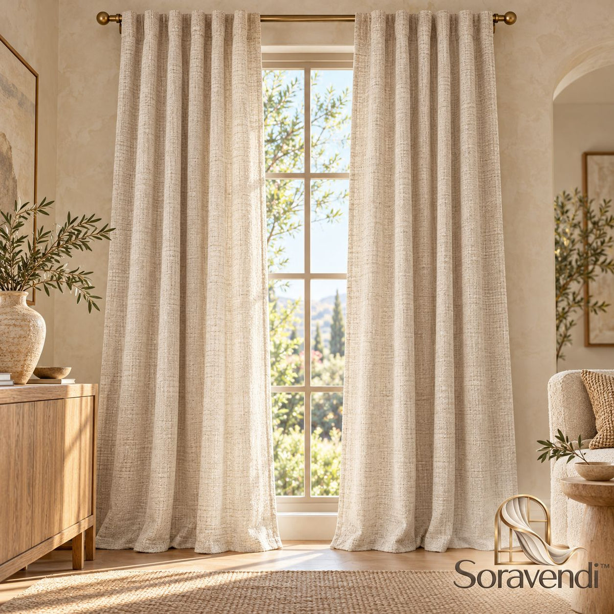 Linen-Blend Textured Curtains - Main view