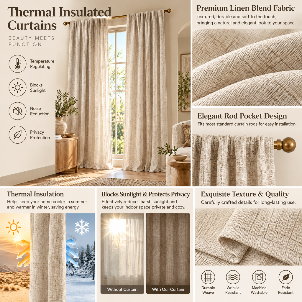 Linen-Blend Textured Curtains - Product details