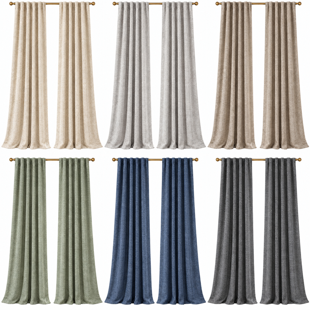 Linen-Blend Textured Curtains - Color options