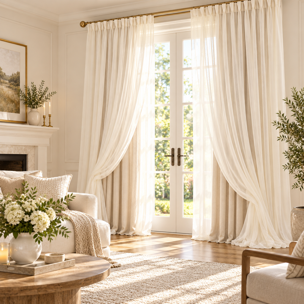 Sheer Layered Curtains - In-room use
