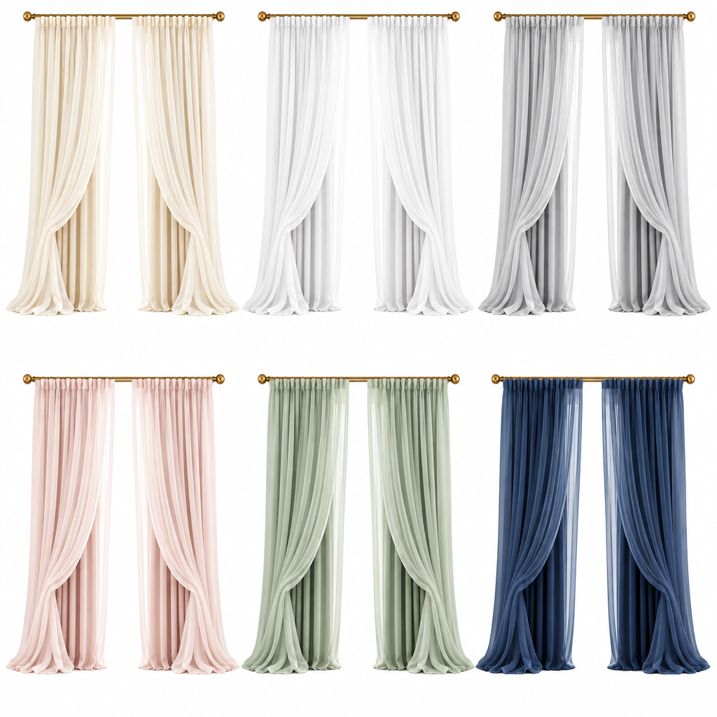 Sheer Layered Curtains - Color options