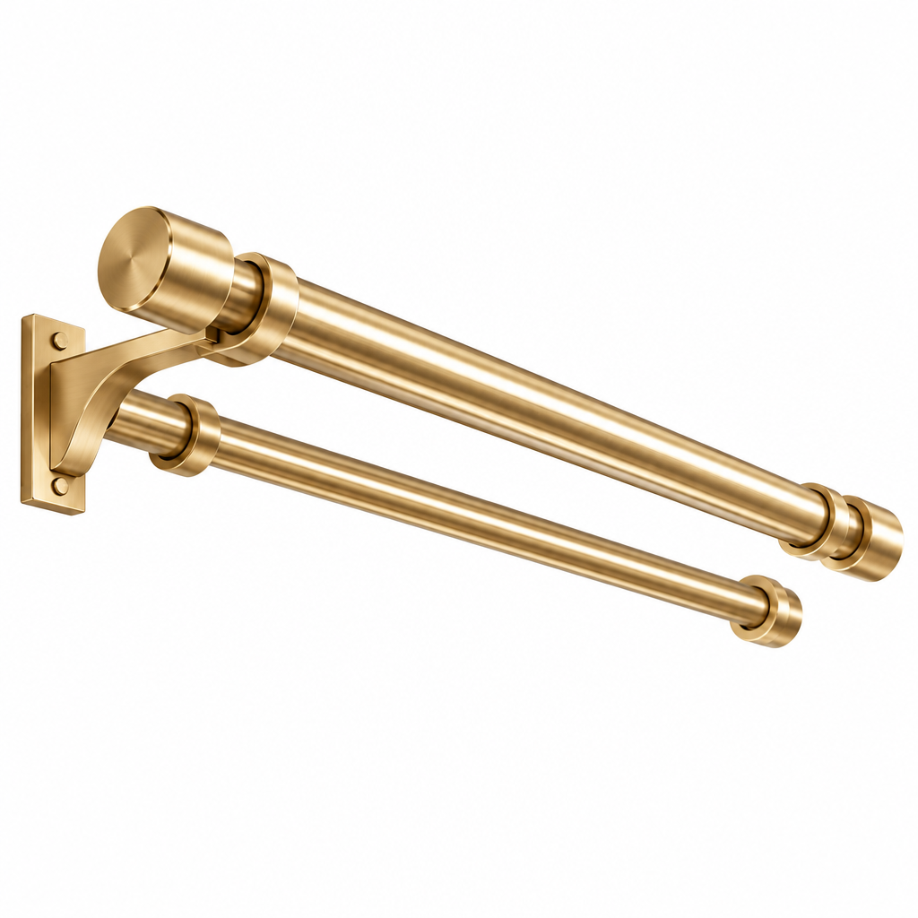 Double Curtain Rod Set - White background