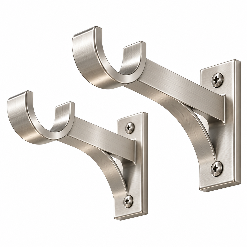 Wall-Mount Curtain Brackets - White background