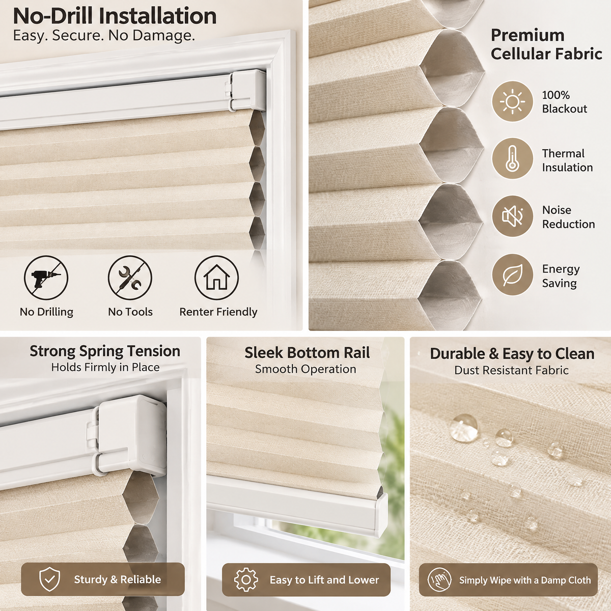 No-Drill Cellular Blackout Shade - Product details