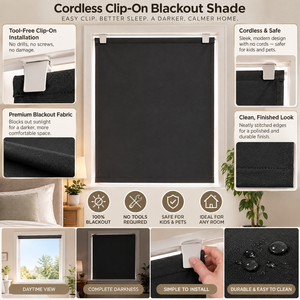 Cordless Clip-On Blackout Shade - Product details