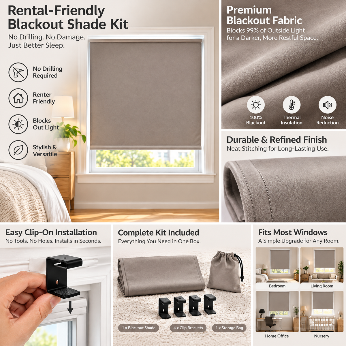 Rental-Friendly Blackout Shade Kit - Product details
